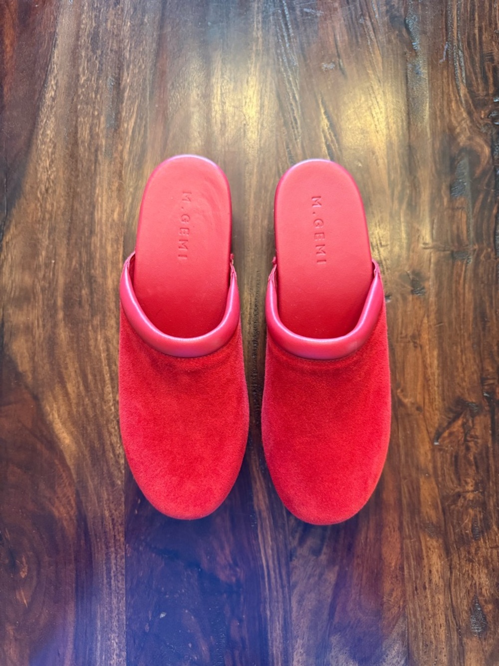 M. Gemi Red Suede Greta Clogs - Picture 2 of 6
